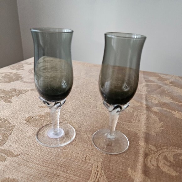Smoke Colored Cordial Glasses - Picture 1 of 4